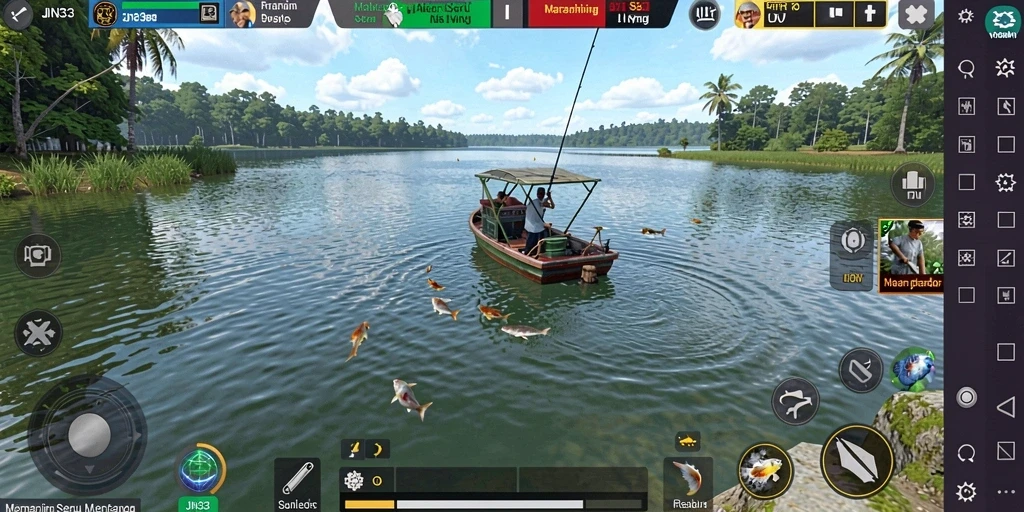 Tampilan gameplay JIN33 yang seru saat memancing ikan.