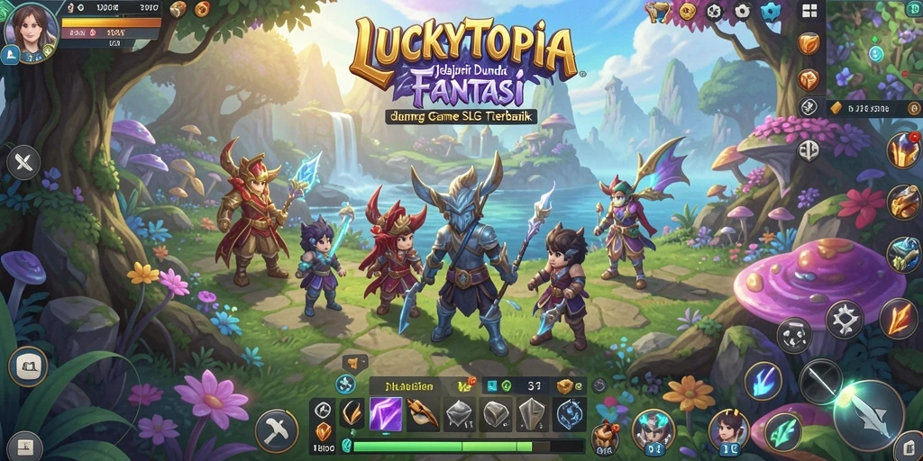 Screenshot gameplay LUCKYTOPIA menampilkan aksi strategi yang mendalam.
