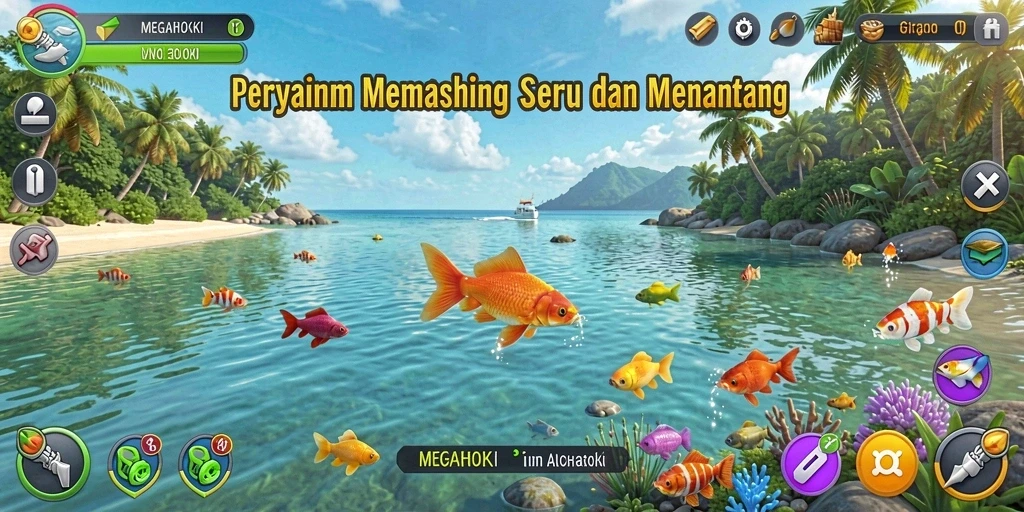 Tangkapan ikan besar dan suasana memancing yang realistis dalam MEGAHOKI.