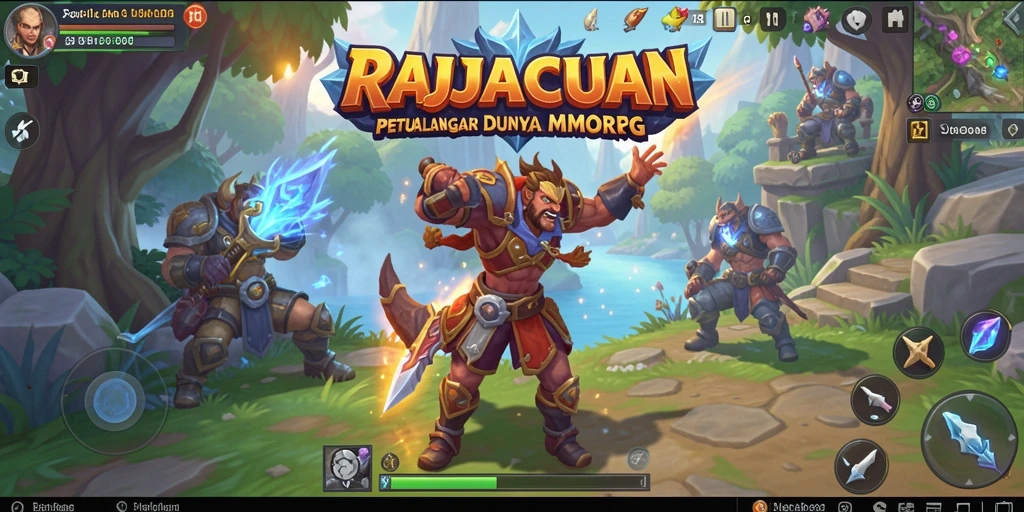 Screenshot gameplay RAJACUAN yang menunjukkan pertempuran seru dalam dunia MMORPG.